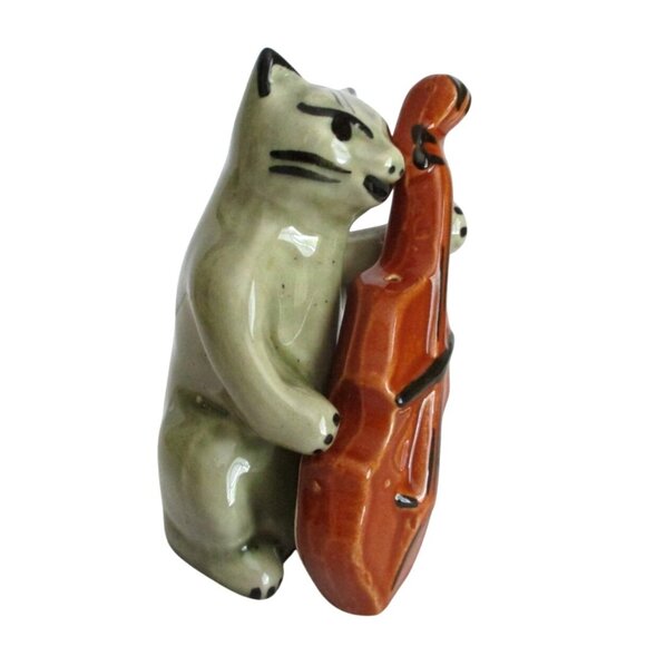 Vintage Cat and Fiddle Figural Salt Pepper Shakers - Nursery Rhyme Collectible - Picture 2 of 7